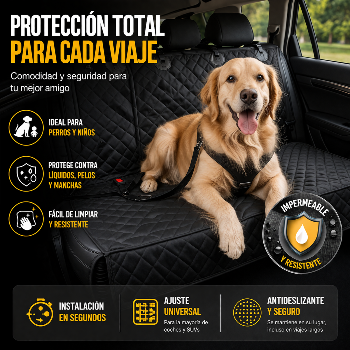 Protector de asiento de coche para perros
