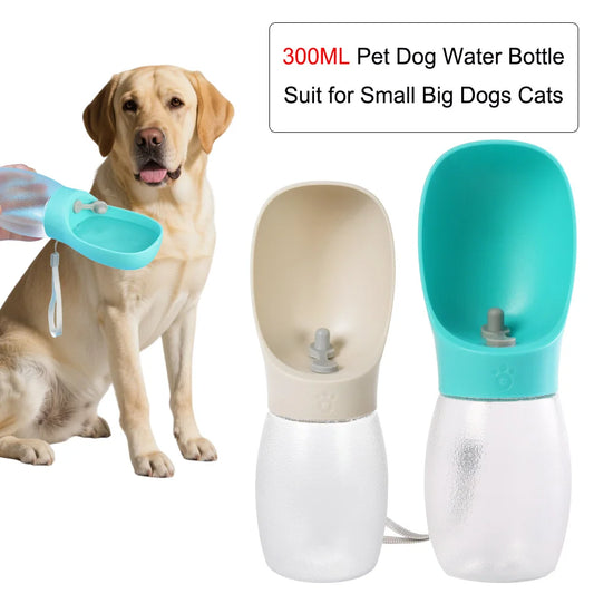 Botella de agua portátil para perro con bebedero — 300 ml