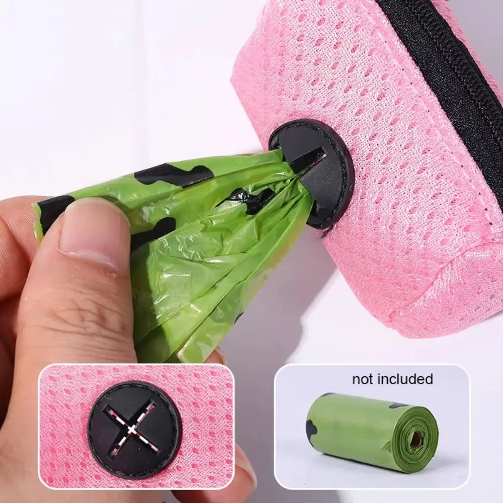Dispensador de bolsas para perro con mosquetón — Malla ligera