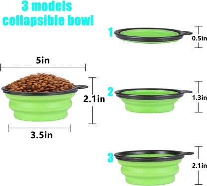 Cuencos plegables de viaje con tapa — Pack de 2 (azul y verde)