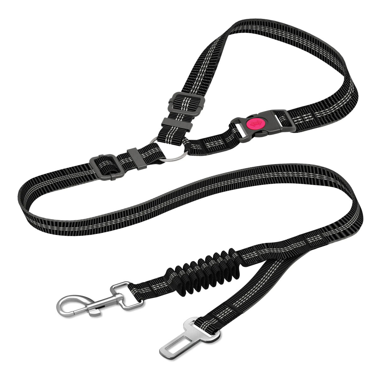 Cinturón de seguridad para perro — Nylon reforzado y longitud ajustable