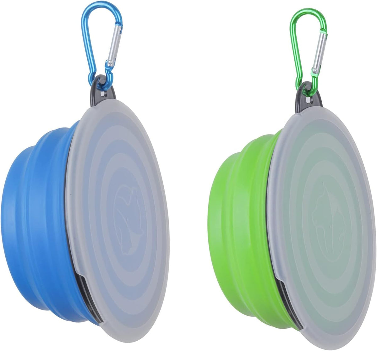 Cuencos plegables de viaje con tapa — Pack de 2 (azul y verde)